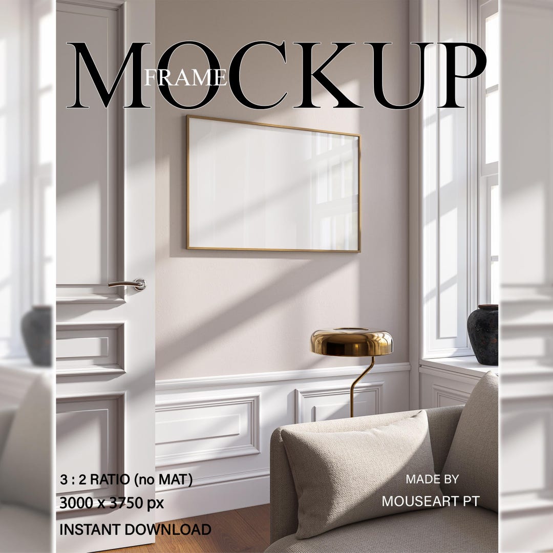 Horizontal Frame Mockup, Landscape Frame in Interior for Wall Art and ...