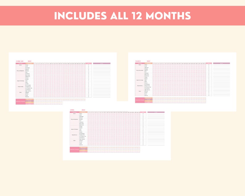 Period Tracker, Menstrual Cycle, Symptoms Checklist, Digital Journal