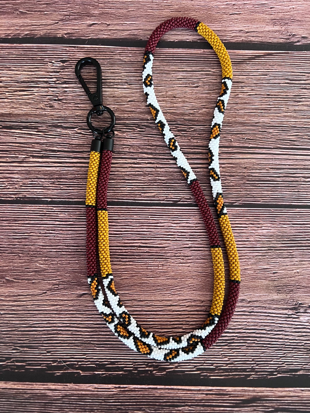 Beaded Crochet Lanyard Etsy
