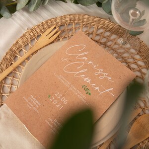 Faire-part de mariage Natura | Invitation de mariage champêtre | Faire-part bohème kraft