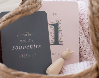 Cartes étapes Bébé | Première année bébé | Cartes étapes premiers mois | Cadeau naissance | Mois anniversaires bébé