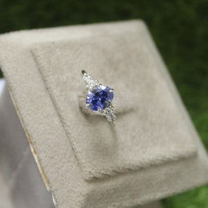 Oval Tansanit Ring: Vintage Sterling Silber Verlobungsring