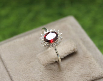 925 Sterling Silver Garnet Ring for Women – January Birthstone Jewelry Gift for Her