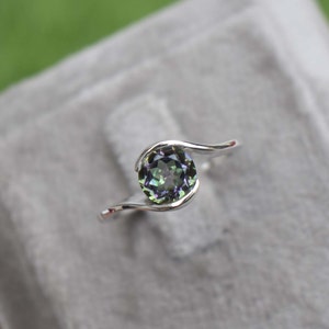 Unique Mystic Topaz Wedding Ring, 925 Sterling Silver, Mystic Topaz Bridal Ring, Birthstone Ring, Bezel Set Ring, Handmade Gifts