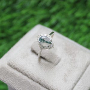 Anillo de ágata musgosa, anillo de plata de ley 925, anillo hecho a mano, anillo de plata con piedras preciosas, anillo de boda con piedra verde, anillo de aniversario para ella.