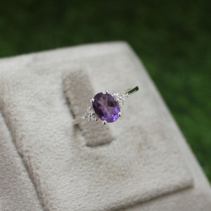 925 Silver Purple Amethyst Ring, Handmade Ring For Women, February Birthstone Jewelry, Oval Cut Ring, Silver Ring For Her