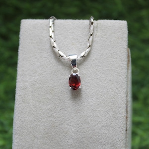Handmade Sterling Silver Garnet Pendant Necklace: January Birthstone