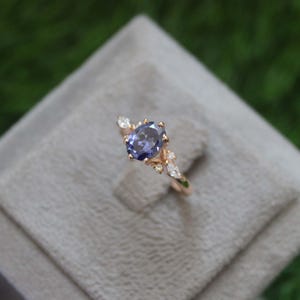 925 Sterling Silver Tanzanite Ring Vintage Blue Engagement Ring Unique Anniversary Ring December Birthstone Birthday Gift
