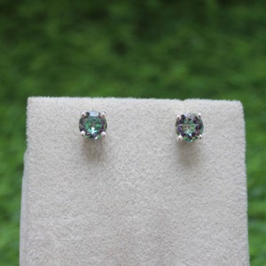 Handmade Mystic Topaz Studs: Round Sterling Silver Earrings