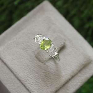 Handmade Sterling Silver Peridot Ring: August Birthstone, CZ Accents