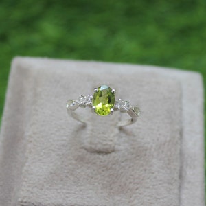 Handmade Peridot Sterling Silver Ring: Oval Cut August Birthstone