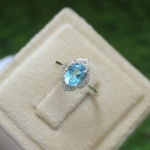 Blue Topaz Ring: Handmade Sterling Silver, December Birthstone