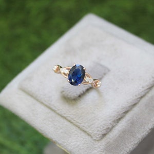 Silver Sapphire Bridal Ring , Blue Sapphire Ring, Birthstone Anniversary Gift, Wedding Jewelry , Rings for Women , Handmade Ring