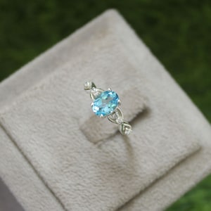 Natural Swiss Blue Topaz Ring Sterling Silver Gemstone Engagement Ring For Women - Promise Ring November Birthstone Anniversary Gift For Her