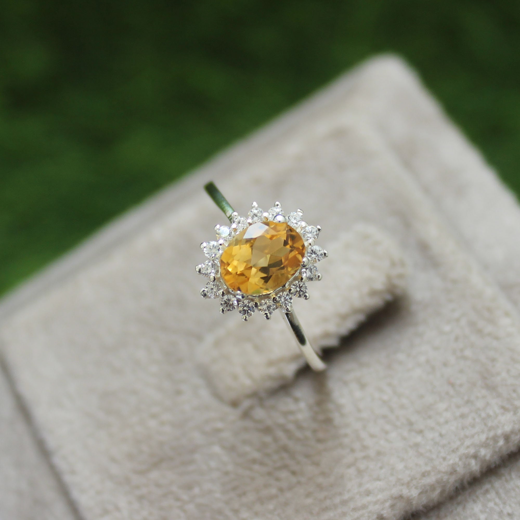 Natural Citrine Solitaire Ring: Oval Sterling Silver Birthstone Jewelry