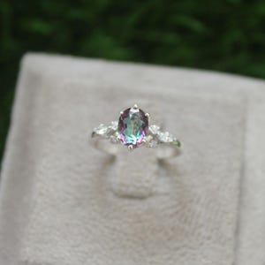 Vintage Sterling Silver Mystic Topaz Ring: Rainbow Engagement Ring