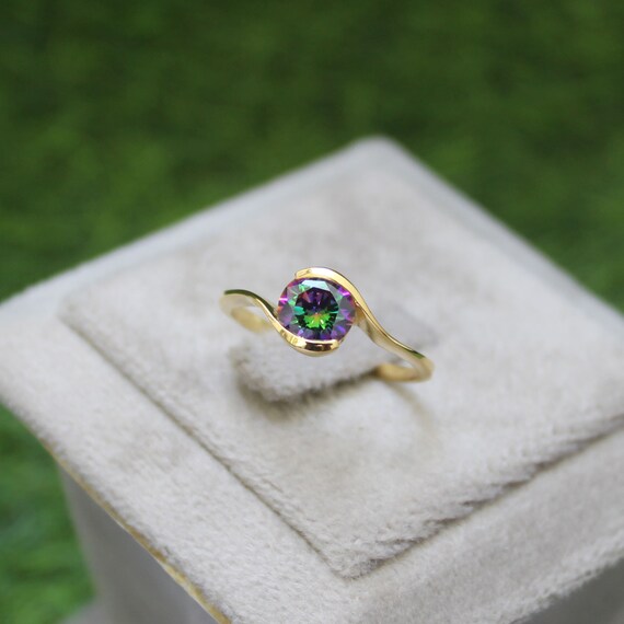 ミスティックトパーズリング：11月の誕生石、925スターリングシルバー