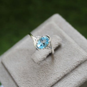 Natural Swiss Blue Topaz Ring 925 Sterling Silver Gemstone Engagement Ring For Women - Promise Ring November Birthstone Anniversary Gift