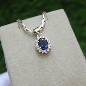 Blue Sapphire Pendant Necklace · September Birthstone Jewelry · Birthday Gift for Her · Blue Sapphire Pendant