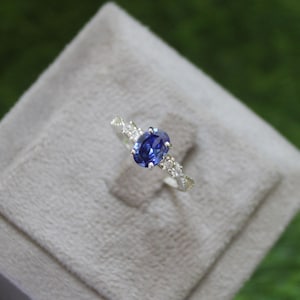 Tanzanite Ring: Sterling Silver, CZ Diamond Accent, December Birthstone