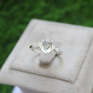 Green Amethyst Ring, Solitaire Prasiolite Ring, Oval Cut Amethyst, Solid 925 Sterling Silver Wedding Ring Hand Made Jewelry Ring for Gift