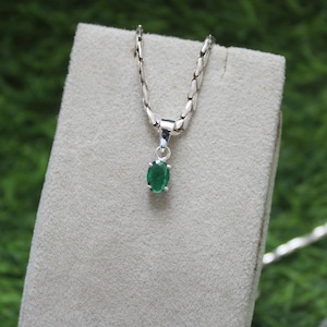 Handmade Sterling Silver Emerald Pendant: Oval Gemstone Jewelry