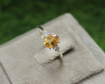 Handmade Citrine Ring: 925 Sterling Silver November Birthstone