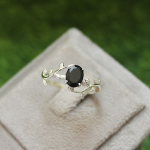 Dainty Silver Black Onyx Ring • Sterling Silver Band • Natural Black Stone Rings for Women • December Birthstone Gifts • Handmade