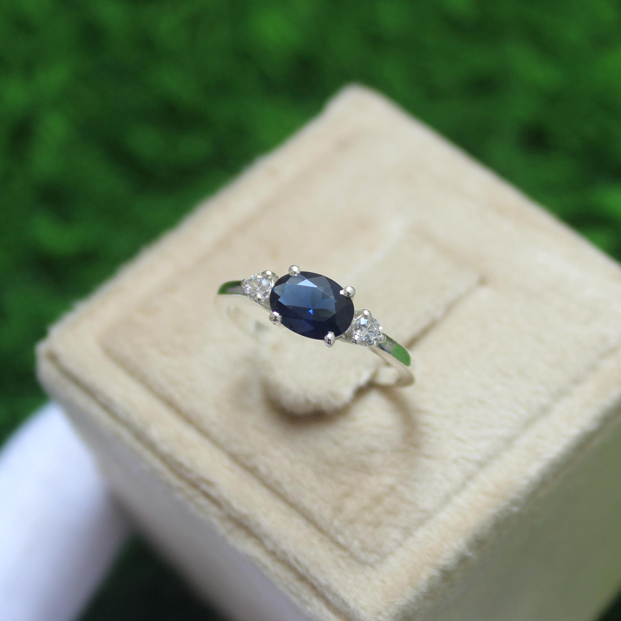 1.20 CT Blue Sapphire Sterling Silver Ring . Hand Crafted