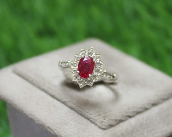 オーバルカット ルビー シルバー 925 リング - Etsy 日本