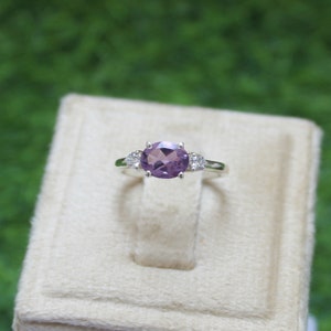 Handmade Sterling Silver Amethyst Ring: Oval February Birthstone