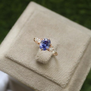 Vintage Tanzanite 925 Sterling Silver Blue Engagement Ring Unique Anniversary Ring December Birthstone Birthday Gift