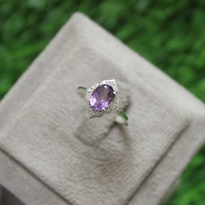 Amethyst Ring, February Birthstone Ring, Amethyst Wedding Ring , Promise Band Gift For Her