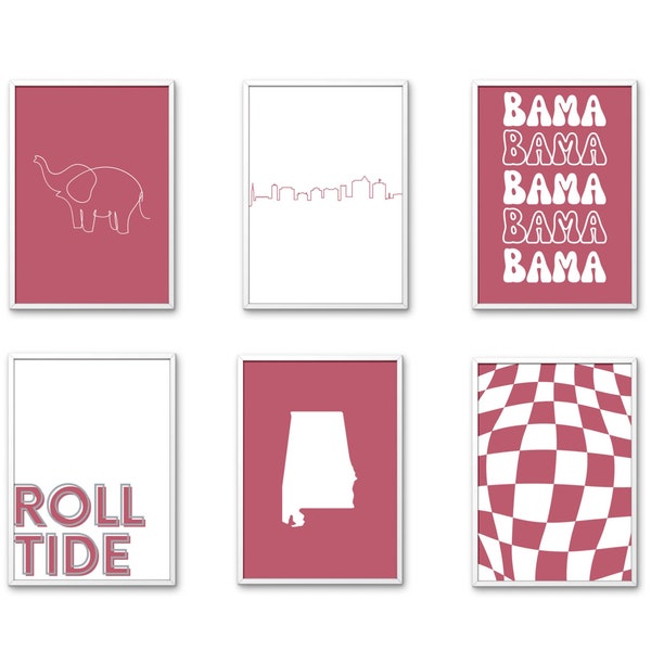 Alabama university digital posters set of 4! Cute decor for college