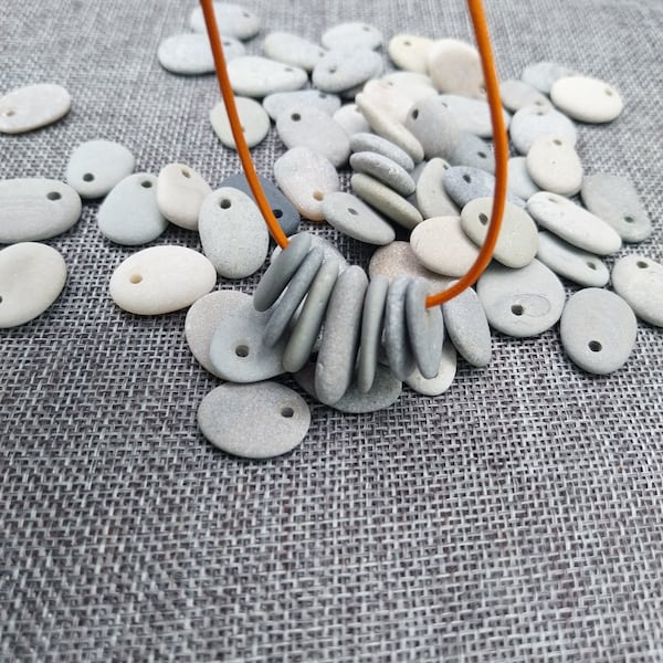 30 pcs Small Top Drilled Sea Stones.Hole 2mm. Beach Stones. Jewelry Making.Natural Beach Stones With Hole.