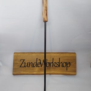 Hand Forged Iron Fire Rake. Cast Iron Fireplace Poker.Wrought Iron Wood Stove Rake.Ash Rake.Rustic Forged Fire Rake With Wooden Handle.