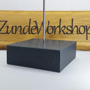 Black Granite Base For Sculpture.Natural Stone Art Object Stand 150mm×150mm×50mm(6&quot;×6&quot;×2&quot;) Sculpture Display With Stainless Steel Rod