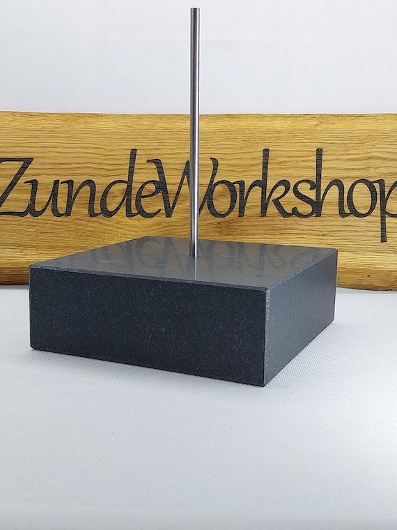 Black Granite Base For Sculpture.Natural Stone Art Object Stand 150mm×150mm×50mm(6"×6"×2") Sculpture Display With Stainless Steel Rod