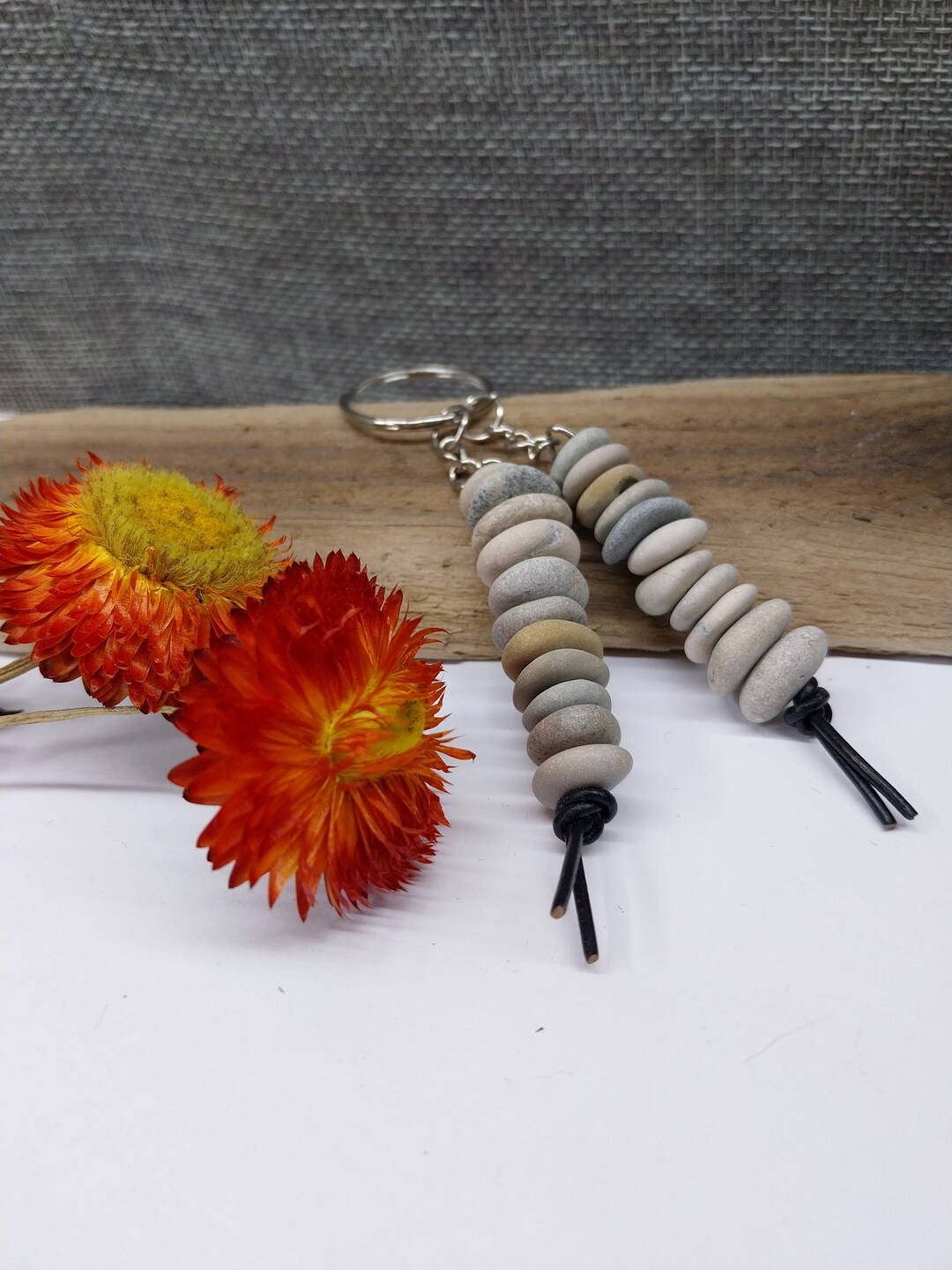 Stone Keychain.natural Beach Stone Key Ring.pebble Key Chain. - Etsy