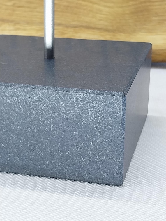 Black Granite Base For Sculpture.Natural Stone Art Object Stand 10×10×5cm(4"×4"×2") Sculpture Display With Stainless Steel Rod