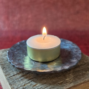 Small Hand Forged Iron Bowl.Handmade Ring Bowl.Wrought Metal Tealight Holder.Raw Forged Iron Bowl 8.5 cm