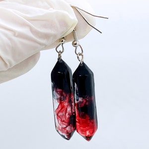 Boucles d'oreilles vampire, Boucles d'oreilles en cristal rouge, Bijoux d'Halloween, Bijoux vampire, Boucles d'oreilles Dark Academia, Boucles d'oreilles sang, Bijoux de sorcière gothiques