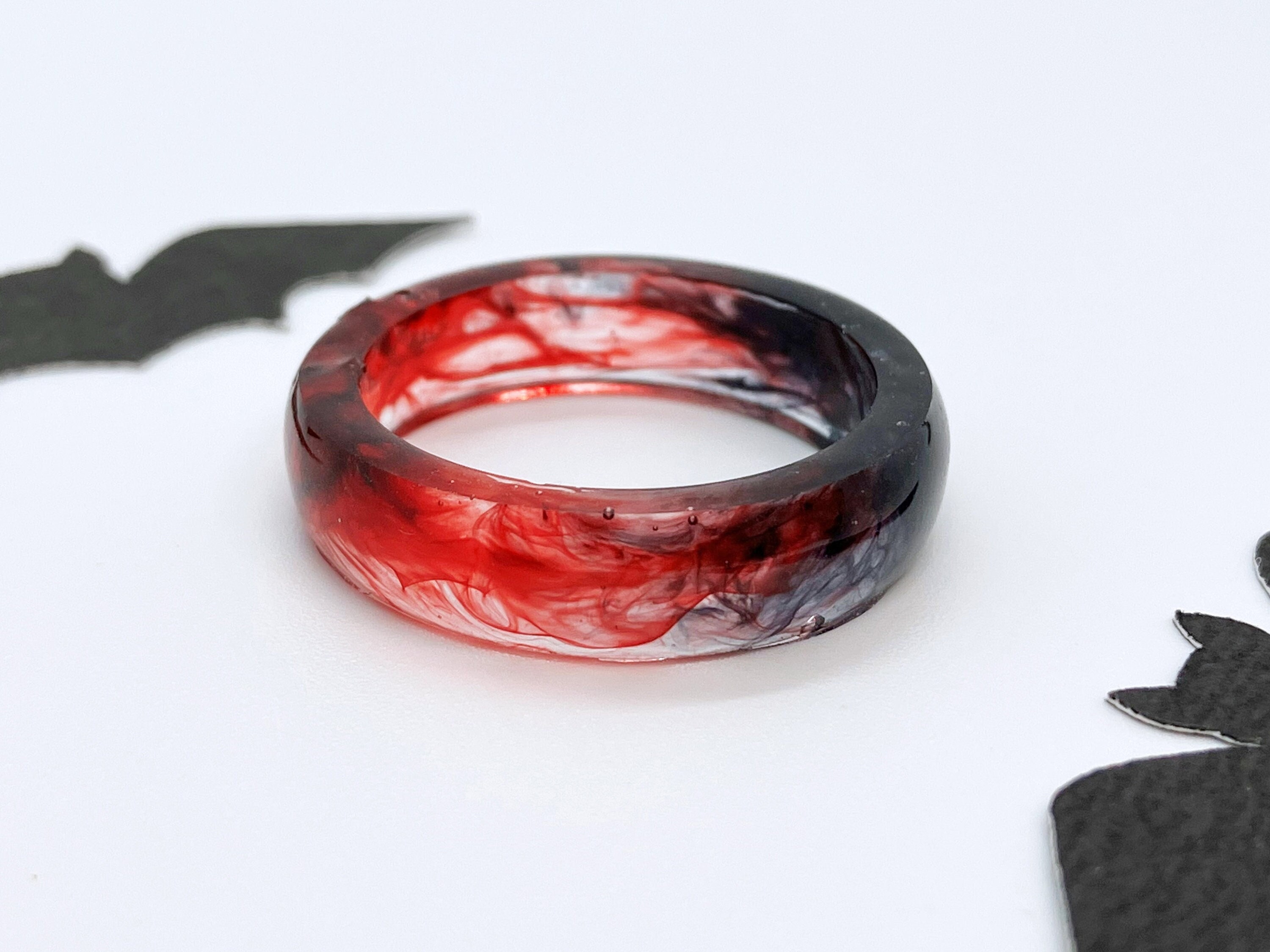 Vampire Resin Ring, Red and Black Resin Ring, Gothic Blood Red Witchy Jewelery, Dark Academia Witchy Gifts, Handmade Jewellery Halloween