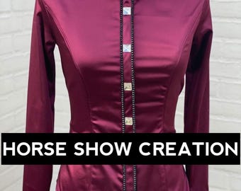 Maroon Western Show Shirt, Rhinestone Horsemanship Jacket