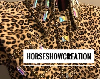 Leopard Print Western Show Shirt, Women's Horsemanship Rail Shirt