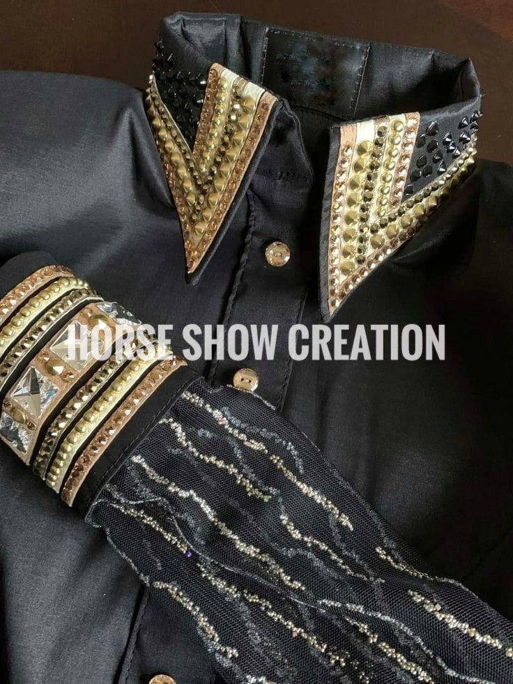 Chemise Western XL Avec Strass - Bleu Canard Et Noir - Fermeture éclair - Neuf