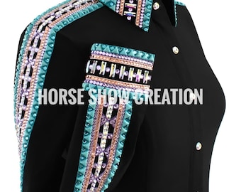 Black Western Show Shirt, Rhinestone Rail Jacket, Horsemanship