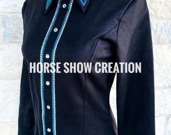 Black Western Show Shirt, Embellished Horsemanship Jacket