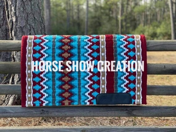 Maroon Teal Western Pleasure Horse Show Saddle Pad 34x42 inch Horsemanship Saddle blanket Western Show Pad