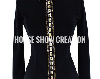 Black Western Show Shirt, Women's Horsemanship Jacket, Rodeo Queen Vest